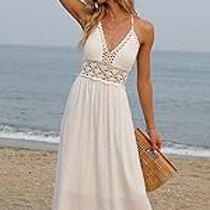 Cream Maxi Dress with Embroidered Lace Detail NWT